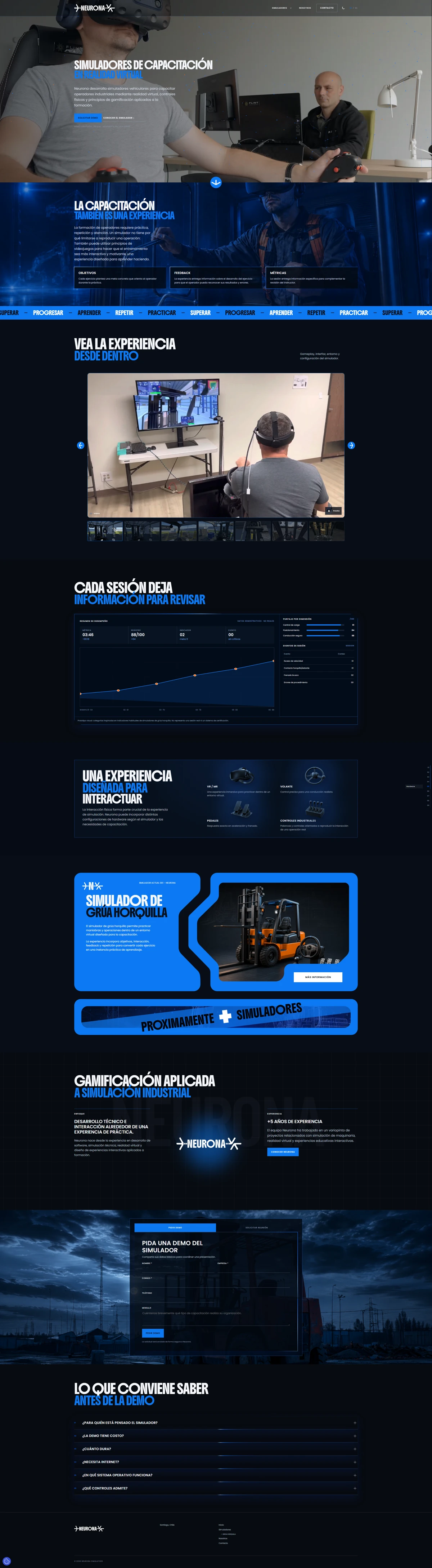 Captura real de la web de Neurona Simulators